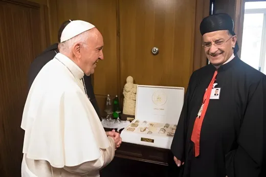 Pope Francis with Patriarch Cardinal Bechara Rai
